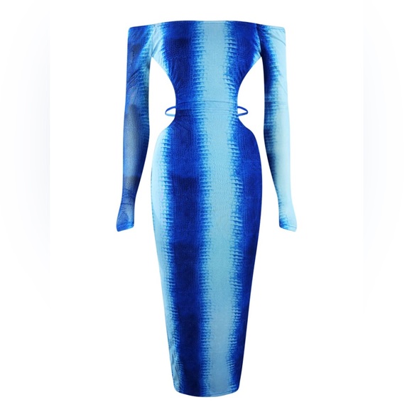 🩵💙EDGE- Feel For You Mesh Off Shoulder Dress - Picture 8 of 17